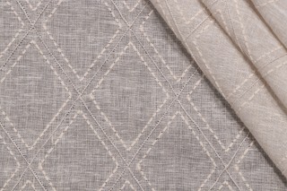 Lino Textiles Karla Sheer Embroidered Drapery Fabric in Oatmeal 