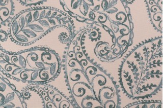 Covington Bloomfield Printed Linen Blend Drapery Fabric in Seaglass