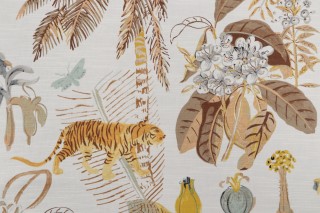 Tommy Bahama Heavenly Kingdom Printed Cotton Drapery Fabric in Linen