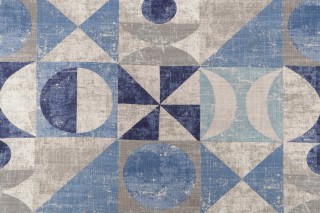PK Lifestyles Take Form Printed Cotton Blend Drapery Fabric in Blue Smoke