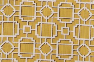 Covington Makura Printed Cotton Drapery Fabric in Curry