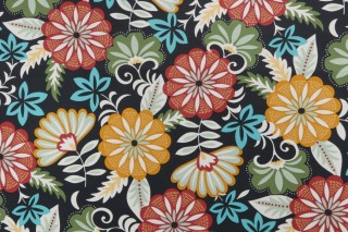 Richloom Cadelle Printed Polyester Outdoor Fabric in Ebony 