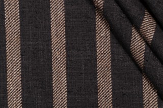 Nettie Stripe Woven Upholstery Fabric in Coal