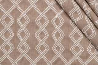 Richloom Trek Embroidered Drapery Fabric in Linen