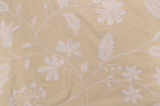 Scalamandre Admar Crewel Embroidered Drapery Fabric in Cream