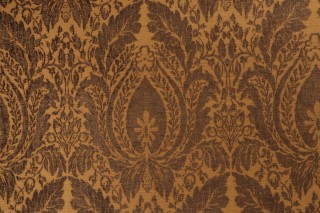 Scalamandre Chenille Damask Upholstery Fabric in Gold/Olive