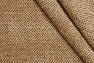 Scalamandre Herringbone Chenille Upholstery Fabric in Antique/Pacific