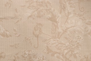 Scalamandre Les Singes Damask Upholstery Fabric in Beige