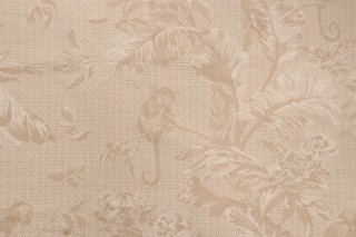 Scalamandre Les Singes Damask Upholstery Fabric in Beige