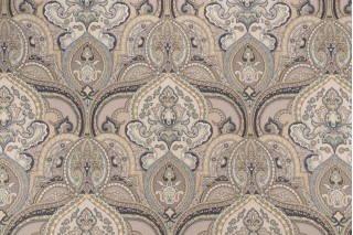 Mill Creek Pushang Printed Cotton Twill Drapery Fabric in Pearl Grey