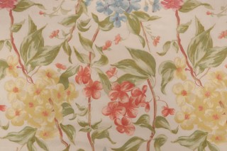 Scalamandre Eden Floral Printed Silk Drapery Fabric in Pink/Sky Blue