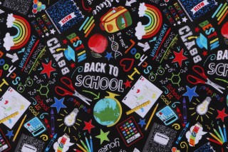 Timeless Treasures Back To School Chalk Print Printed Cotton Craft Fabric in Black 