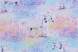 Timeless Treasures Unicorns & Stars Met Printed Cotton Craft Fabric in Pastel 