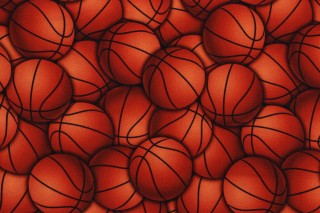 Gail Cadden Basketball - Packed Basketballs Printed Cotton Craft Fabric in Orange for Timeless Treasures 