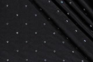 Covington Glitzy Rhinestone Embroidered Drapery Fabric in 947-Noir 