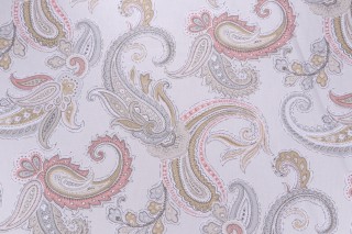 Robert Allen Global Paisley Printed Cotton Drapery Fabric in Blush 