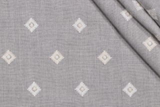 Covington Derry Embroidered Drapery Fabric in 952-Stone