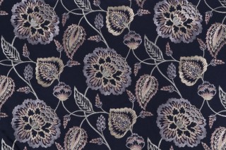 Valiant Fabrics Lydia Embroidered Drapery Fabric in Navy 