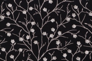Valiant Fabrics Ellie Embroidered Drapery Fabric in Midnight 