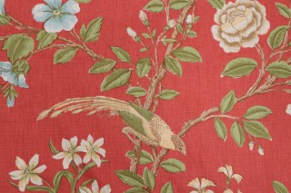 Scalamandre Newman Printed Linen Drapery Fabric in Pink
