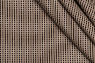 Grey Watkins Bison Weave Woven Upholstery Fabric in Navy/Camel for Scalamandre