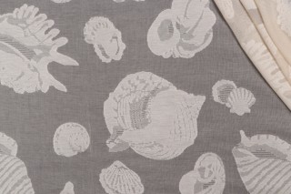 Grey Watkins Sheer Shells Lace Drapery Fabric in Natural for Scalamandre