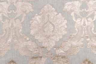 Scalamandre Castellet Velvet Embroidered Decorator Fabric in Ivory