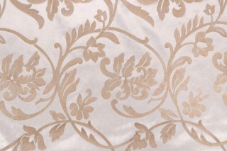 Scalamandre Notte Hand-Printed Velvet Decorator Fabric in Cream