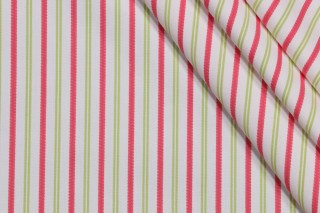 Thibaut Resort Ticking W716035 Woven Cotton Decorator Fabric in Pink and Green 