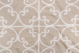 Sample of Thibaut Cernobbia W714202 Embroidered Drapery Fabric in Beige 