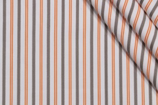 Thibaut Resort Ticking W716039 Woven Cotton Decorator Fabric in Grey and Orange 