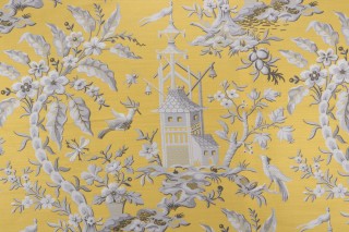 Thibaut Pagoda Garden F914206 Printed Linen Blend Drapery Fabric in Yellow 