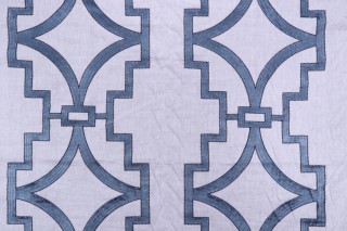 Anna French Songyue W736144 Embroidered Drapery Fabric in Blue for Thibaut 