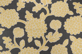 Thibaut Nikko F916016 Printed Linen Blend Drapery Fabric in Yellow and Grey