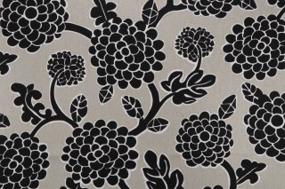 Thibaut Nikko F916018 Printed Linen Blend Drapery Fabric in Black & Tan