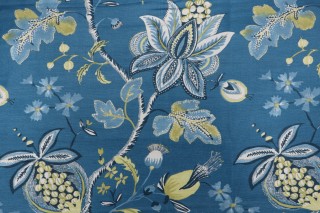 Thibaut Donegal F913002 Printed Linen Blend Drapery Fabric in Blue & Green