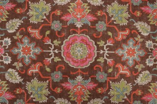 Thibaut Mahal F964133 Printed Linen Blend Drapery Fabric in Chocolate