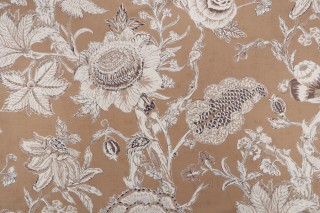 Thibaut Rittenhouse F94148 Printed Cotton Blend Drapery Fabric in Camel 