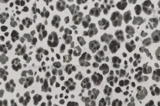 Sample of Thibaut Panthera F924377 Printed Linen Drapery Fabric in Black and White 