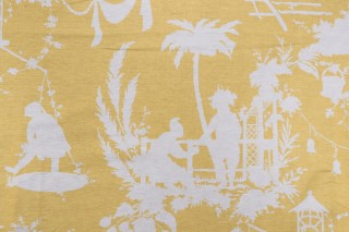 Thibaut South Sea F916024 Printed Linen Blend Drapery Fabric in Yellow 