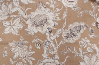 Thibaut Rittenhouse F94148 Printed Cotton Blend Drapery Fabric in Camel 