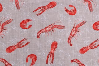 Stof France Langoustine Printed Cotton Drapery Fabric in Naturel 