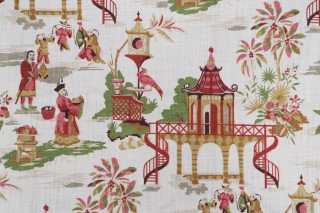 Hamilton Ganden Printed Cotton Drapery Fabric in Natural 