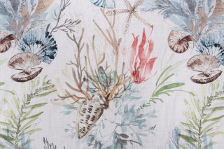 Hamilton Seafarer Printed Cotton Drapery Fabric in Ivory 