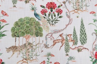 Hamilton Tolkein Printed Cotton Drapery Fabric in Cream 
