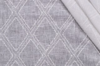 Lino Textiles Karla Sheer Embroidered Drapery Fabric in White 