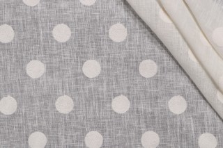 Lino Textiles Daisy Embroidered Sheer Drapery Fabric in Ivory on Ivory 