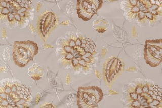 Valiant Fabrics Lydia Embroidered Drapery Fabric in Coin