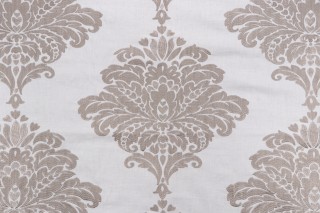 Thibaut Arturo Damask W713017 Embroidered Drapery Fabric in Grey on White