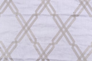 1 Yard Thibaut Fusion Trellis W736149 Embroidered Linen Drapery Fabric in Grey